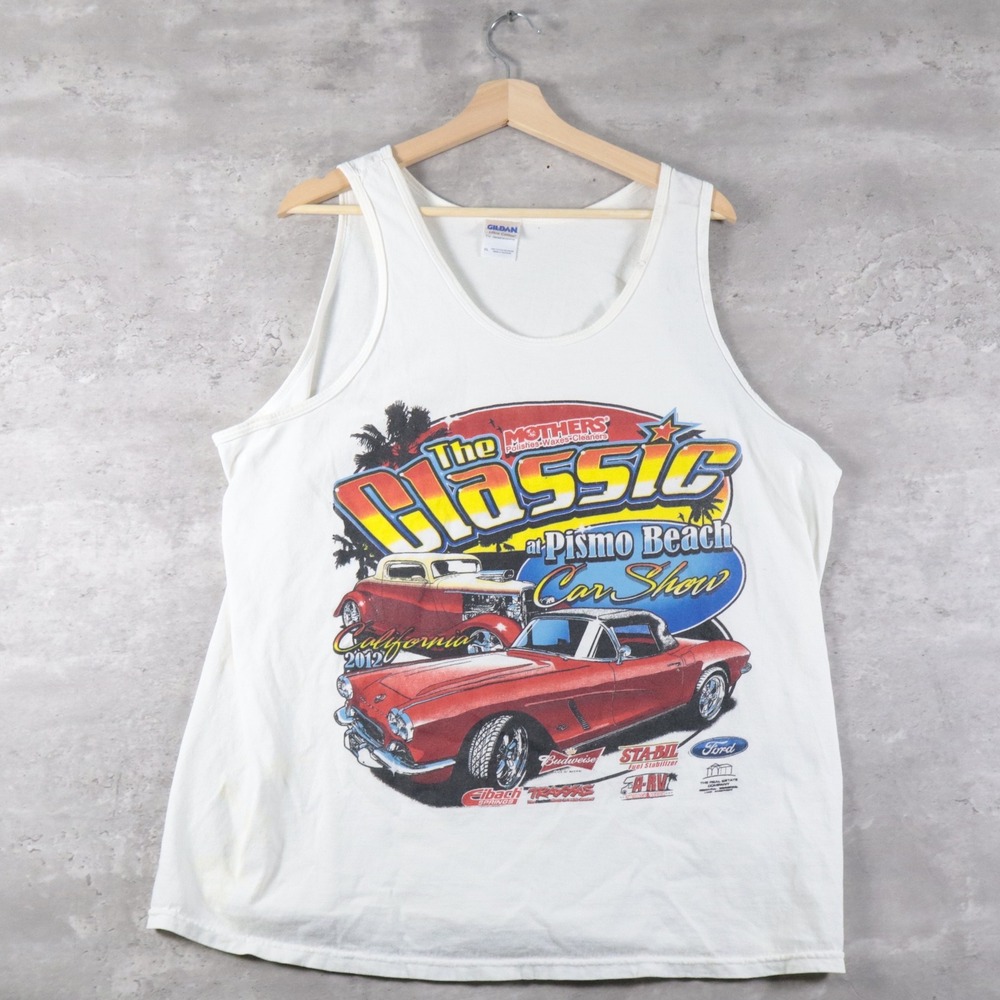 2012‎ Gildan Pismo Beach Car Show Tank Top White Graphic Mens XL